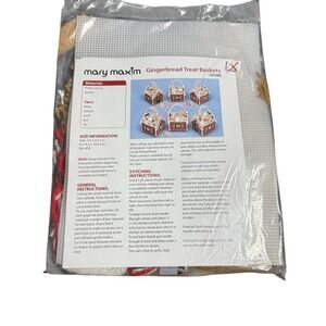 VTG Mary Maxim Plastic Canvas Kit Gingerbread‎ Treat Baskets, Christmas Makes 6